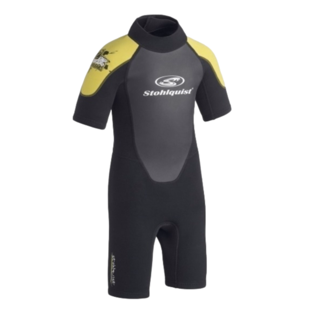 STOLQUIST Youth Large Shorty Wetsuit Black Yellow Jet Ski Water Sports Water Ski
